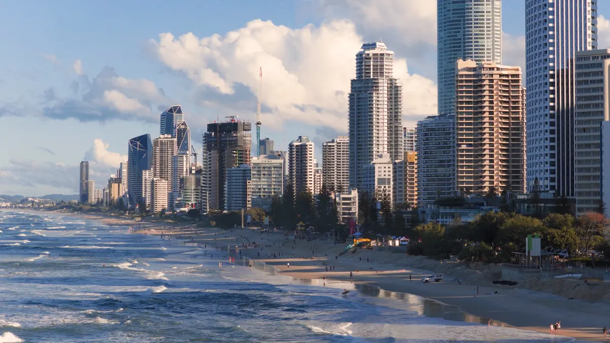 The Gold Coast skyline along the beach