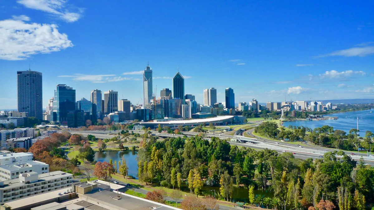 The Perth skyline over the Swan River